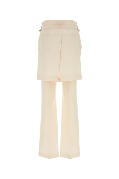 Fendi Grain De Poudre Pleated Panel Pants In Ivory