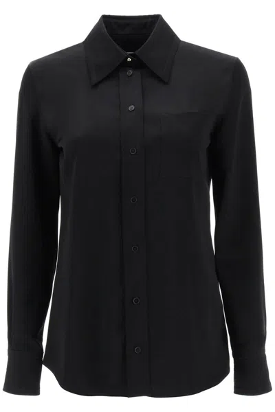 Shop Lanvin Satin Pocket Shirt In Black