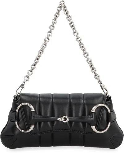 Shop Gucci Horsebit Chain Shoulder Small Bag In Black