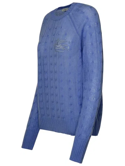 Shop Etro Light Blue Cashmere Sweater