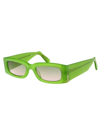 Shop Gcds Sunglasses In 93p Verde Chiaro Luc/verde Grad