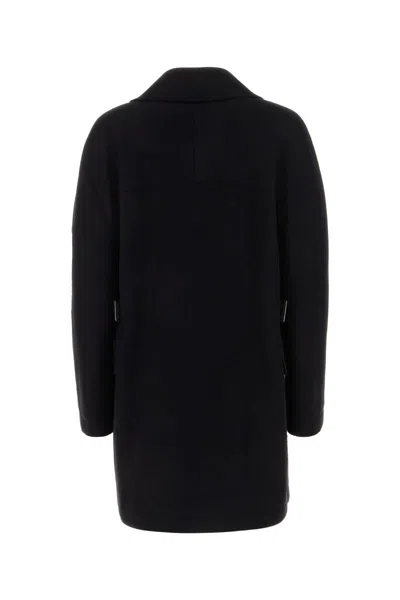 Lanvin Sophisticated Woolen Double-breasted Coat With Peak Lapels In Black