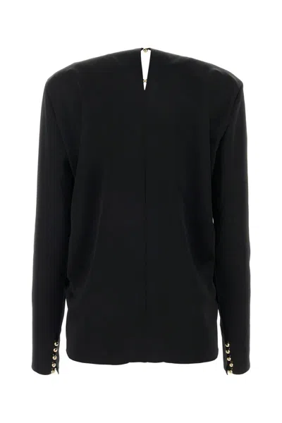 Lanvin Draped Long-sleeved Blouse In Black