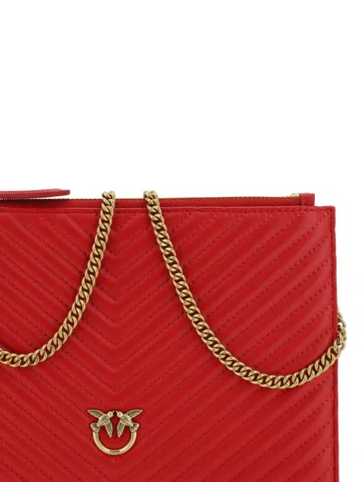 Shop Pinko Clutches In Rosso-antique Gold