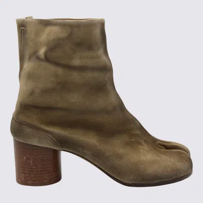Shop Maison Margiela Bronze Suede Tabi Boots In Medal Bronze