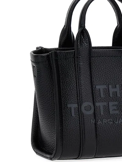 Shop Marc Jacobs Shopping 'the Leather Micro Tote' In Black