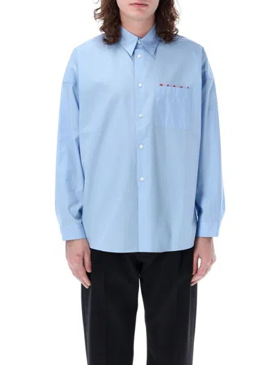 Shop Marni Hidden Logo Shirt In Blue