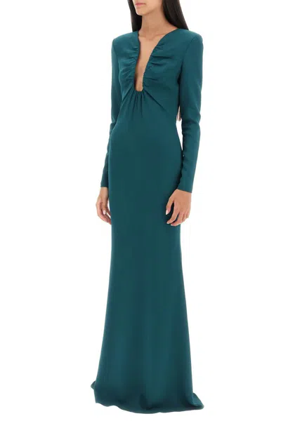 Shop Roland Mouret Maxi Dress With Plunging Neckline In Green