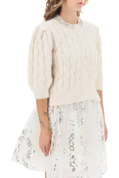 Shop Simone Rocha Cardigan With Appliques In White