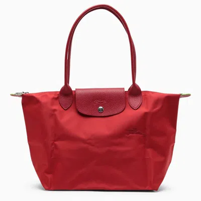 Shop Longchamp M Le Pliage Green Bag In Red