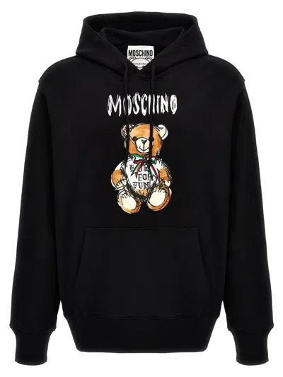 Shop Moschino 'archive Teddy' Hoodie In Black