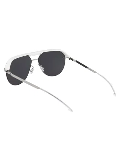 Shop Mykita Sunglasses In 523 Mh52 Signal White/shiny Silver Leica Black Solid