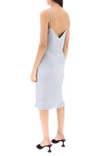 Shop Norma Kamali Crepe Satin Slip Dress In Grey