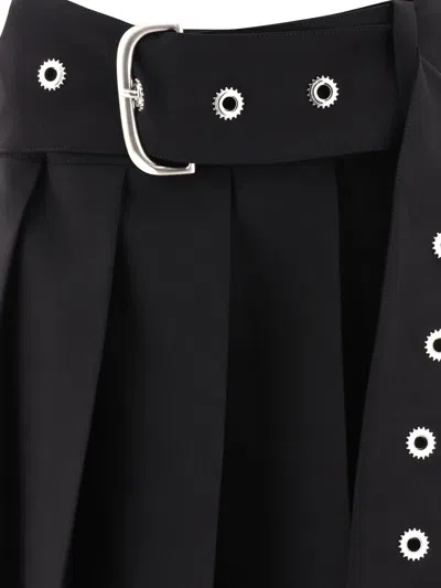 Shop Off-white Pleated Belted Skirt In Black