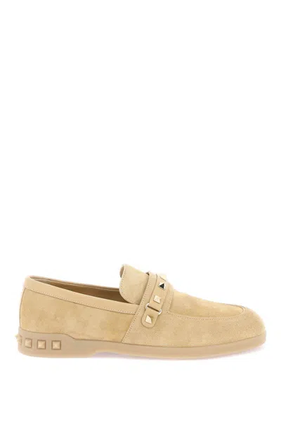 Shop Valentino Garavani "leisure Flows Suede In Beige