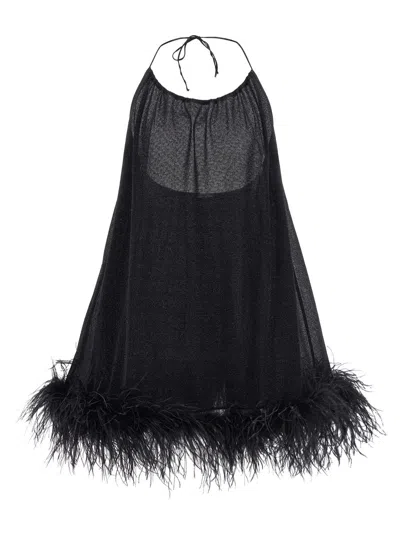 Shop Oseree Oséree 'lumiere Plumage' Dress In Black