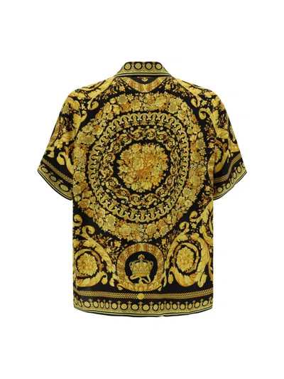 Shop Versace Shirts In Nero/oro