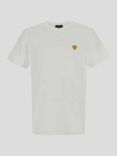 Shop Versace T-shirts And Polos In Biancoottico