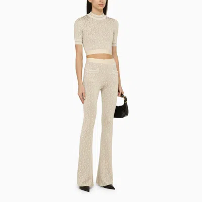 Shop Palm Angels Trousers With Logo In White