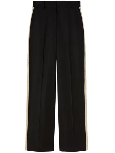 Shop Palm Angels Wool Blend Trousers In Black