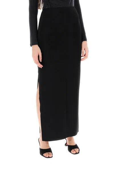 Shop Norma Kamali Long Skirt In Poly Lycra In Black