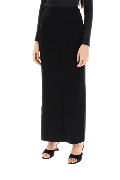 Shop Norma Kamali Long Skirt In Poly Lycra In Black