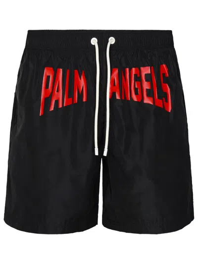 Shop Palm Angels 'pa City' Black Polyester Swimsuit