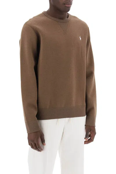 Shop Polo Ralph Lauren Crew-neck Sweatshirt In Jersey In Brown