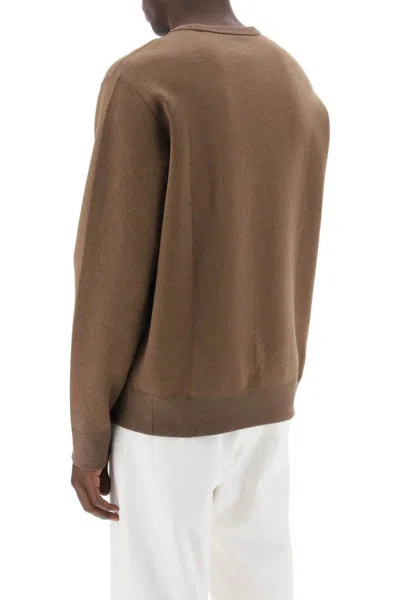 Shop Polo Ralph Lauren Crew-neck Sweatshirt In Jersey In Brown