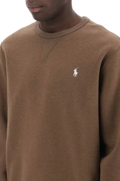 Shop Polo Ralph Lauren Crew-neck Sweatshirt In Jersey In Brown