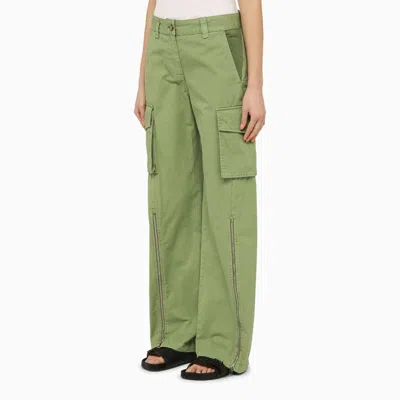 Shop Stella Mccartney Pistachio-coloured Cargo Trousers In Green