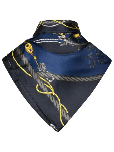 Shop Versace Blue Silk Scarf In Navy