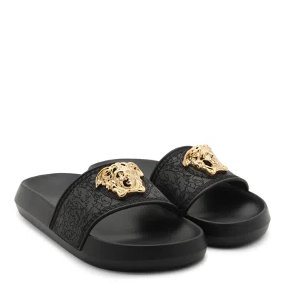 Shop Versace Flat Shoes In Black- Gold