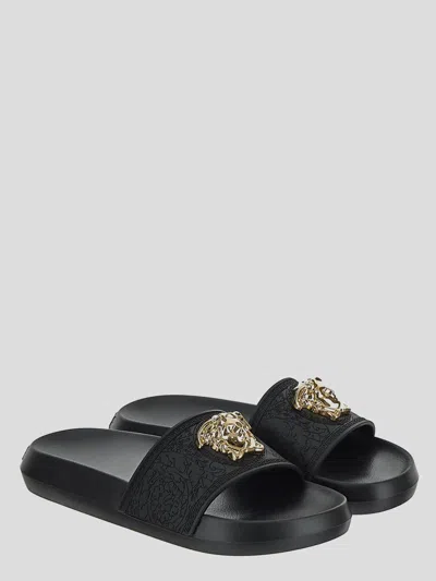 Shop Versace Sandals In Nerooro