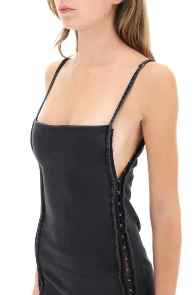 Shop Y/project Y Project Hook-and-eye Denim Mini Dress In Black