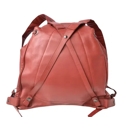 Shop Bottega Veneta Intrecciato Red Leather Backpack Bag ()