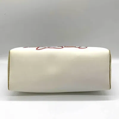 Pre-owned Chanel Camellia White Canvas Clutch Bag ()