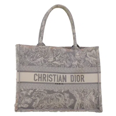 Shop Dior Book Tote Grey Canvas Tote Bag ()