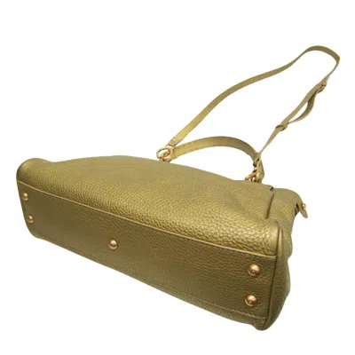 Shop Fendi Peekaboo Gold Leather Shoulder Bag ()