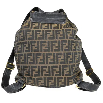 Shop Fendi Zucca Brown Canvas Backpack Bag ()