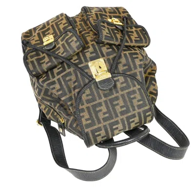 Shop Fendi Zucca Brown Canvas Backpack Bag ()
