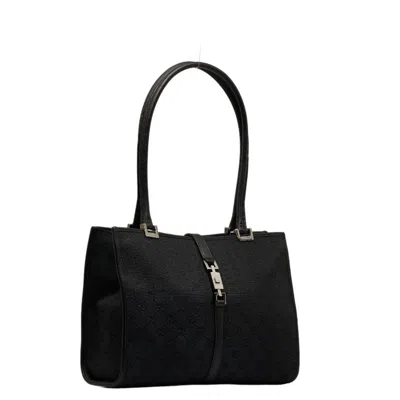 Shop Gucci Jackie Black Canvas Tote Bag ()