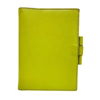 Shop Hermes Hermès Agenda Cover Green Leather Wallet  ()