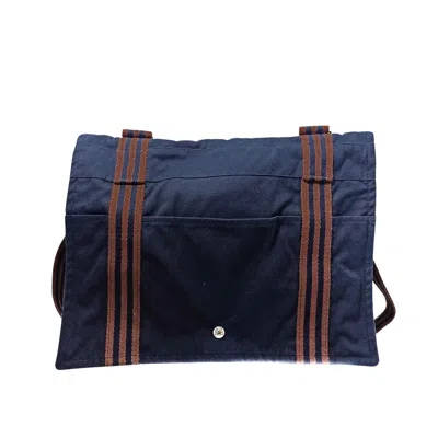 Shop Hermes Hermès Fool Toe Navy Canvas Shoulder Bag ()
