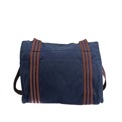 Shop Hermes Hermès Fool Toe Navy Canvas Shoulder Bag ()