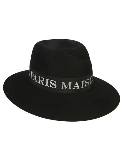 Shop Maison Michel Virginie Logo-tape Fedora Hat In Black