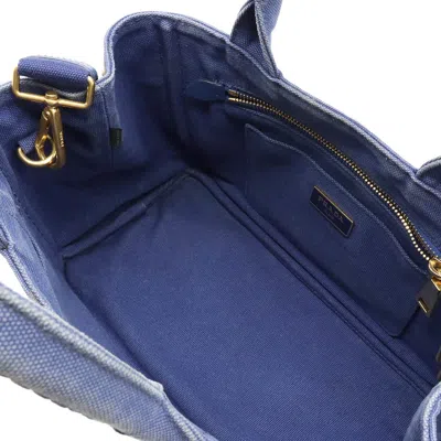 Shop Prada Canapa Navy Denim - Jeans Handbag ()