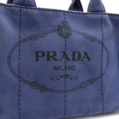 Shop Prada Canapa Navy Denim - Jeans Handbag ()