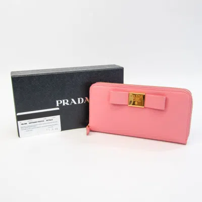 Shop Prada Ribbon Pink Leather Wallet  ()