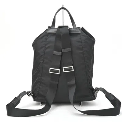 Shop Prada Saffiano Black Synthetic Backpack Bag ()